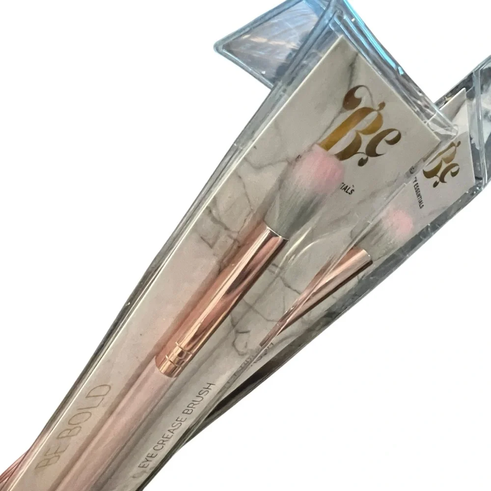 Beauty Essentials Makeup Brush 2 Pc Eye Crease Eyeshadow Pink‎ Handle NEW